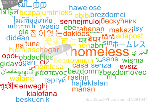 Image of Homeless multilanguage wordcloud background concept