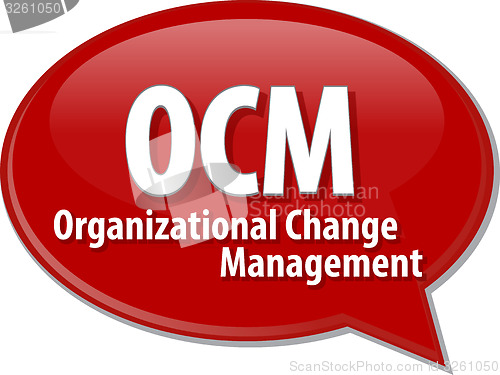 Image of OCM acronym word speech bubble illustration