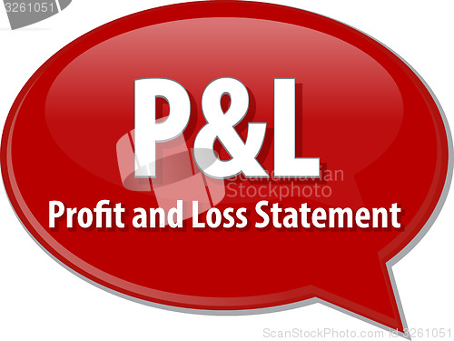 Image of P&L acronym word speech bubble illustration