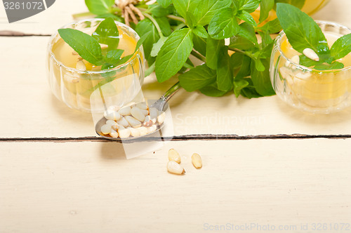 Image of Arab traditional mint and pine nuts tea