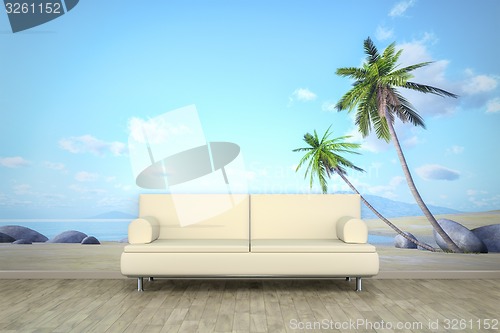 Image of photo wall mural palm beach sofa floor