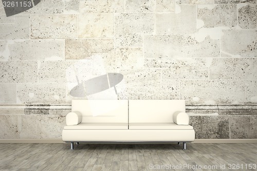 Image of photo wall mural stone wall sofa floor