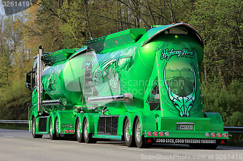 Image of Show Truck Highway Hero of Kuljetus Auvinen on the Road