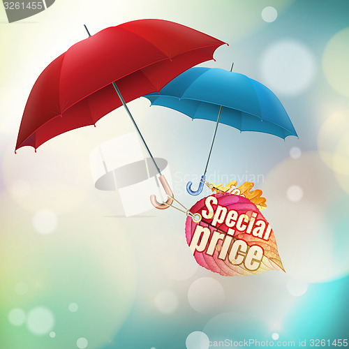 Image of Autumn sale labels with umbrellas. EPS 10