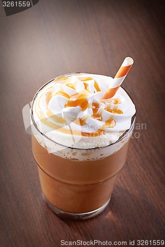 Image of glass of caramel latte coffee