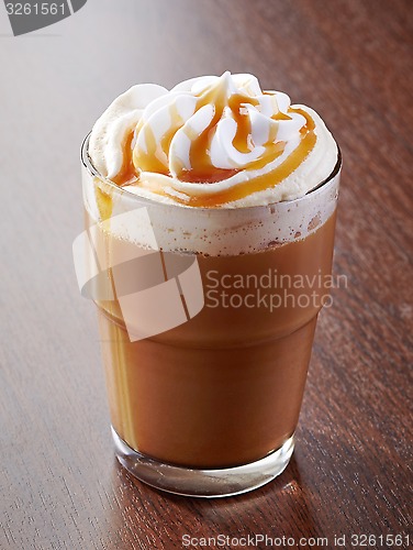 Image of glass of caramel latte coffee