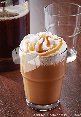 Image of glass of caramel latte coffee