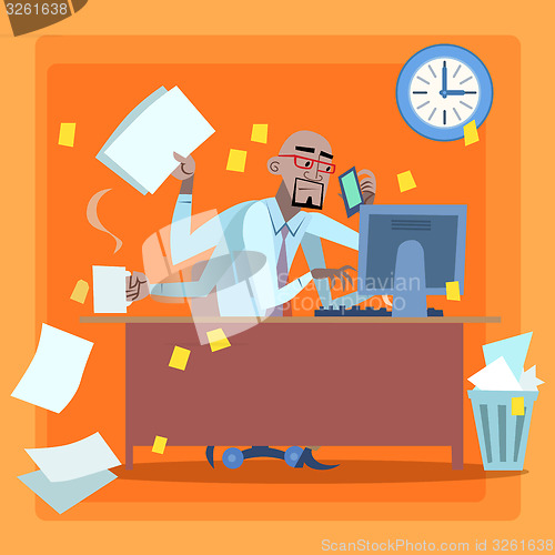 Image of African businessman loaded with work time management