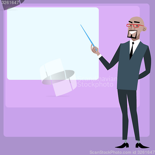 Image of African businessman holding presentation screen