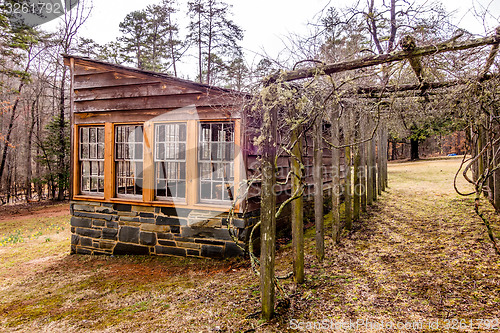 Image of restored historic wood house in the uwharrie mountains forest