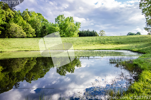 Image of beautiful landscape and reflections in water