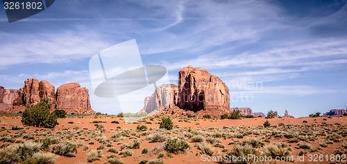 Image of Monument valley under the blue sky