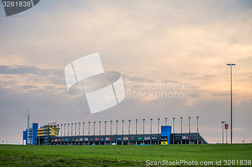 Image of Kansas Speedway in Kansas City KS at sunrise
