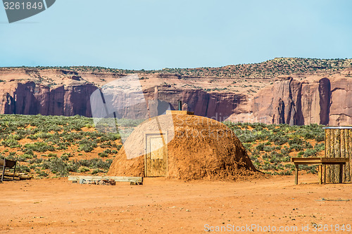 Image of Monument valley under the blue sky