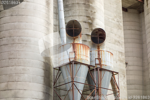 Image of Large farm  industrial silos 