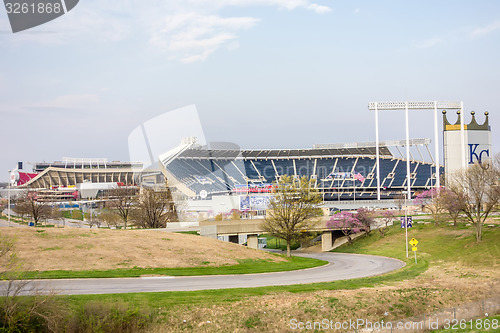 Image of football and baseball  sports stadium