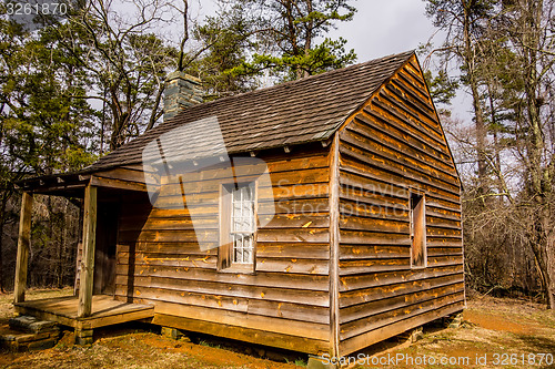 Image of restored historic wood house in the uwharrie mountains forest