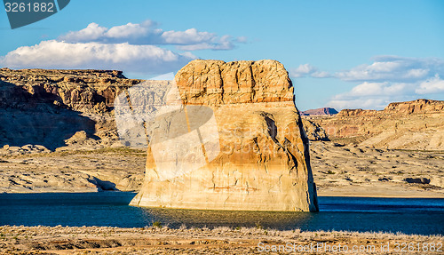 Image of Lone Rock in Lake Powell Arizona USA