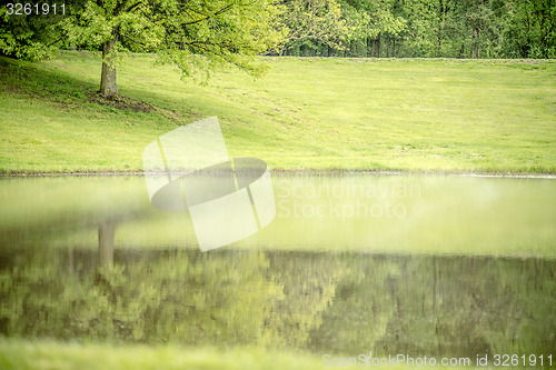 Image of beautiful landscape and reflections in water