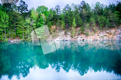 Image of cloudy skies and reflections at a quarry