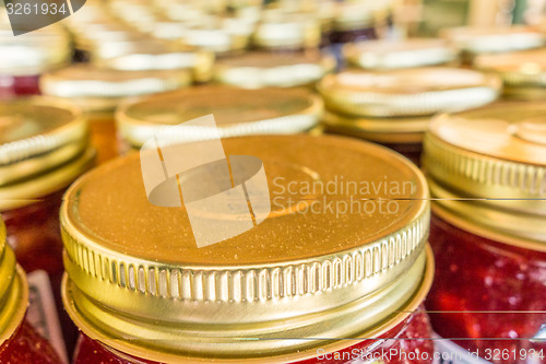 Image of lid tops closeup of mason jars