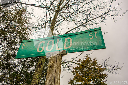 Image of gold street green sign