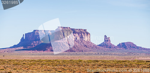 Image of Monument valley under the blue sky