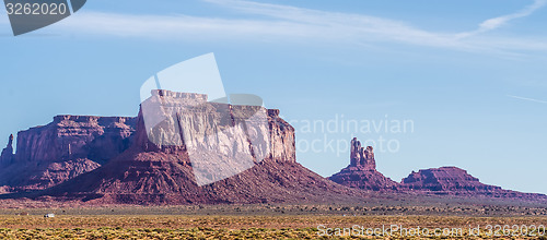 Image of Monument valley under the blue sky