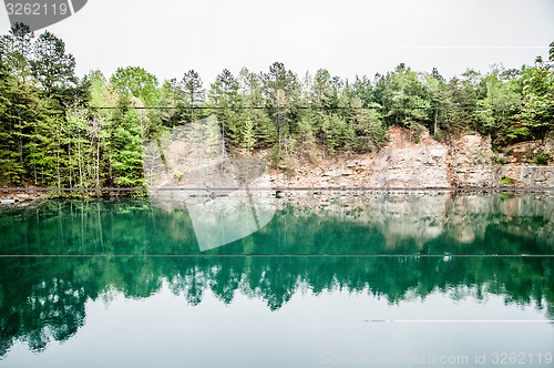 Image of cloudy skies and reflections at a quarry