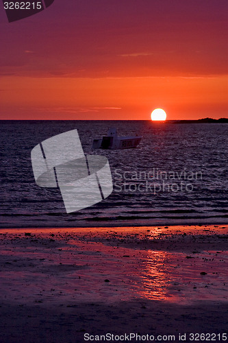 Image of boat in madagascar\'s sunset