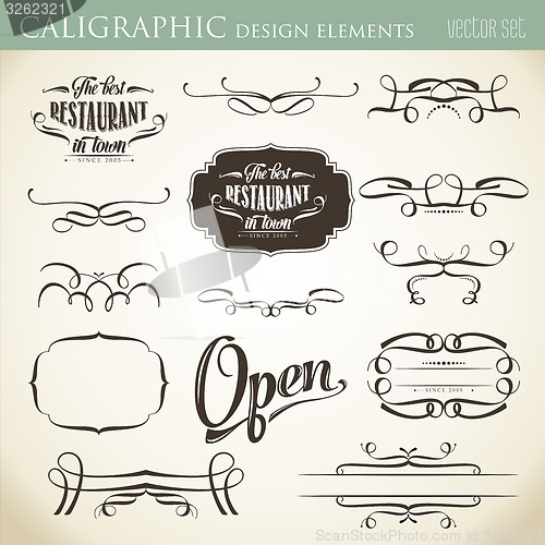 Image of calligraphic design elements to embellish your layout