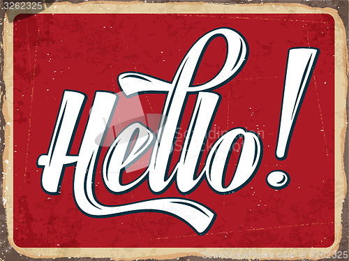 Image of Retro metal sign \" Hello\"