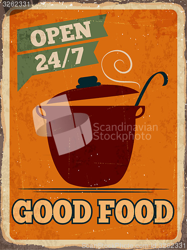 Image of Retro metal sign \" Good food\"