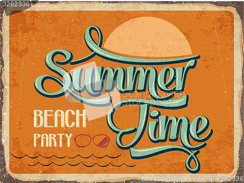 Image of Retro metal sign \" Summer time\"