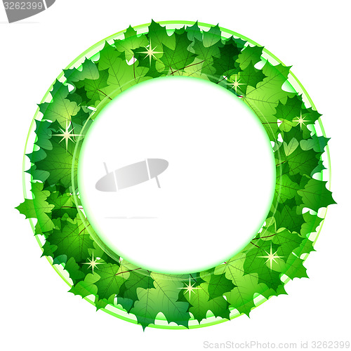 Image of Fresh green leaves vector border.