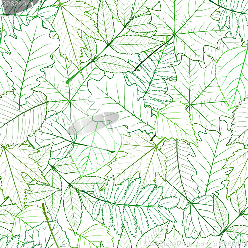 Image of Seamless with green spring leaves.