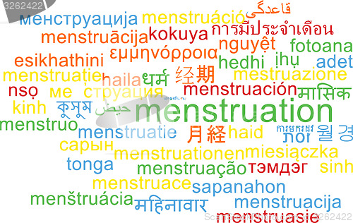 Image of Menstruation multilanguage wordcloud background concept