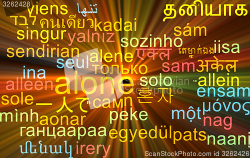 Image of Alone multilanguage wordcloud background concept glowing