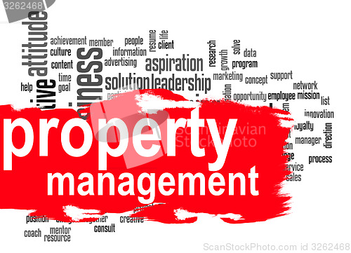 Image of Property management word cloud with red banner