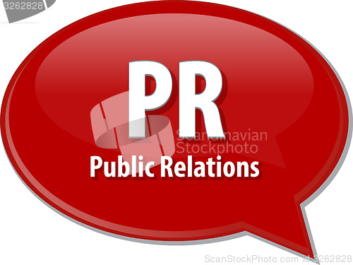 Image of PR acronym word speech bubble illustration