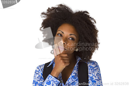 Image of Thoughtful african amercan woman