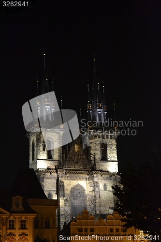 Image of Church of our lady before Tyn at night