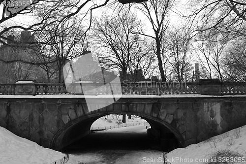 Image of Bridge in Central Park under the Snow