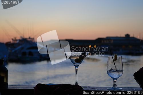 Image of Two cocktails at sunset