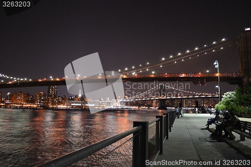 Image of NYC bridges at night