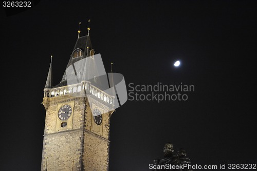 Image of Prague\'s Old Town City Hall at night