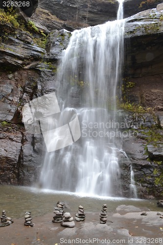 Image of Art in front of the waterfall