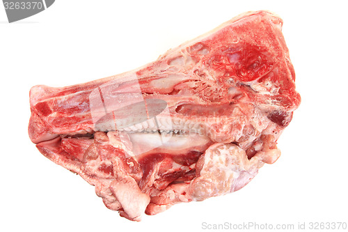 Image of raw pig head isolated 