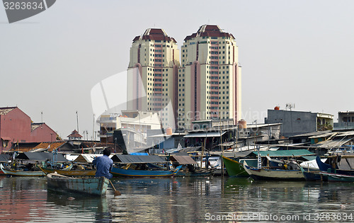 Image of Jakarta harbor Old canal, Indonesia