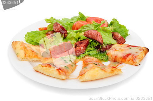 Image of Pizza slices and salad